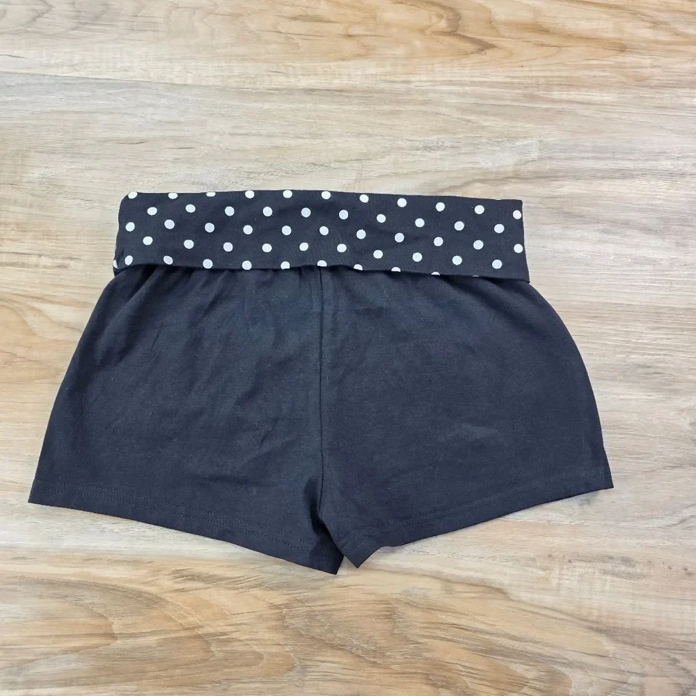 ☔️🔸️NWOT Black Polka Dot Fold Over Loungewear Shorts Small